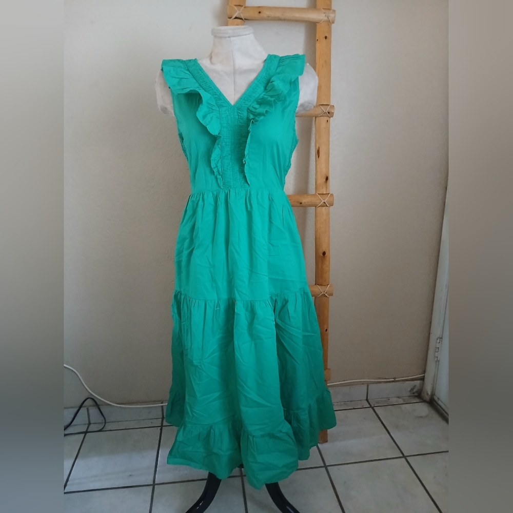 J. Crew  Green Ruffle Dress